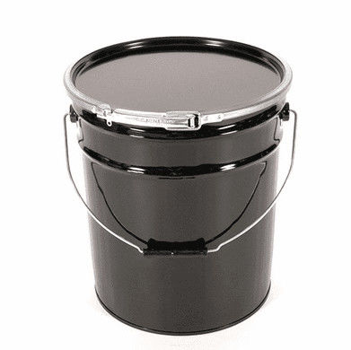 Barril de tinta redondo de 5 litros, cabeça aberta, preto, balde de aço