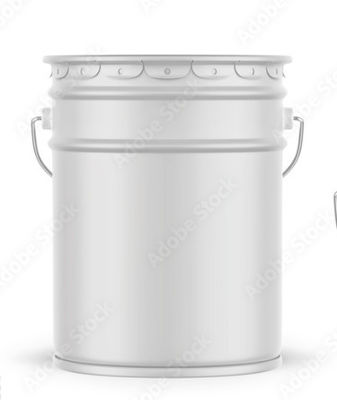 Balde de tinta de metal branco mate com tampa de borda de flor