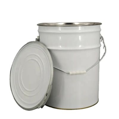 Balde de tinta de 5 galões Metal branco com tampa de anel de bloqueio de alavanca