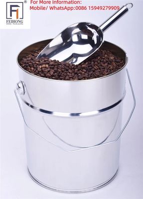 Balde de metal de 25 litros com tampa para grãos de café torrados