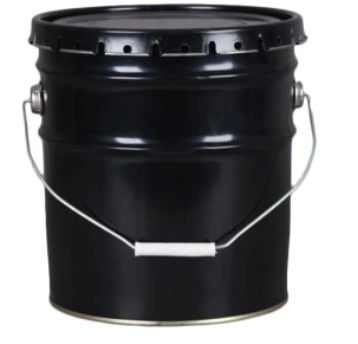 Balde de metal preto de 10 litros com tampa aberta