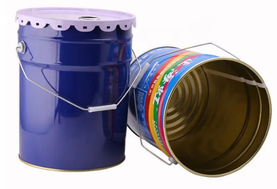 Balde de aço com cabeça aberta de lata redonda de 6 galões com tampa removível para bordas de flores