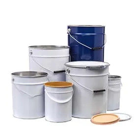 Baldes de metal pintados de 20 litros e revestidos com tampa de borda de flores